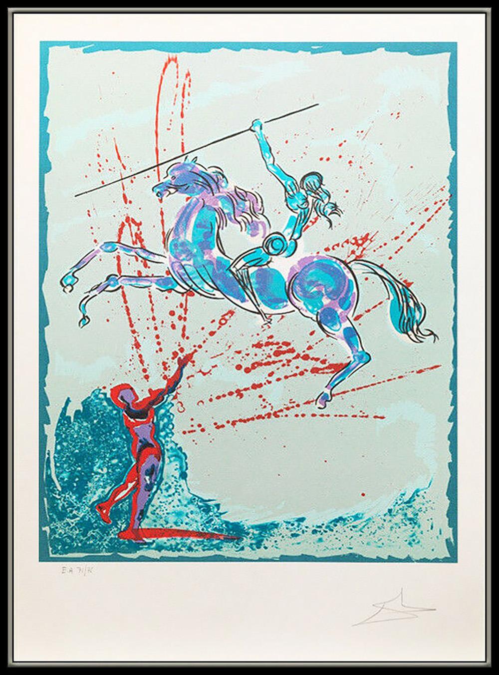 Salvador Dali Rare Original Color Lithograph Joan of Arc Hand Signed Surreal Art - Print by Salvador Dalí