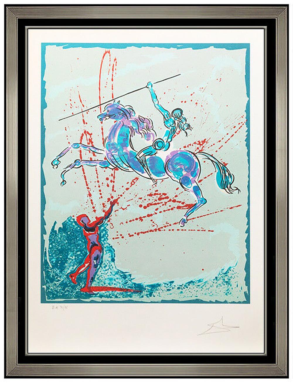 Salvador Dalí Abstract Print - Salvador Dali Rare Original Color Lithograph Joan of Arc Hand Signed Surreal Art