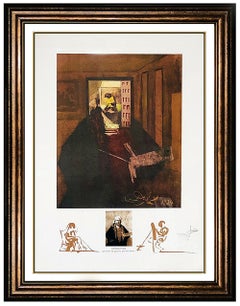 Salvador Dali Rembrandt Portrait Color Lithograph Hand Signed Surreal Large Art