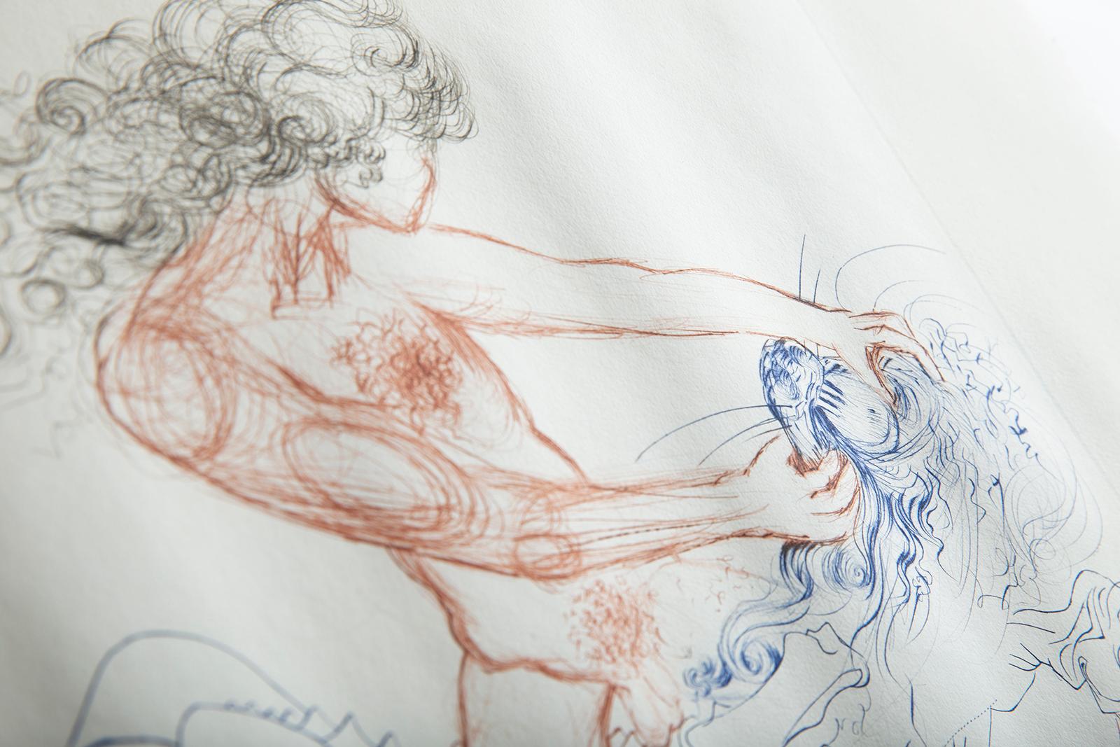 Artist: Salvador Dali
Title: Samson and Dellilah  
Medium: Engraving on Paper 
Size: H: H: 10 3/4