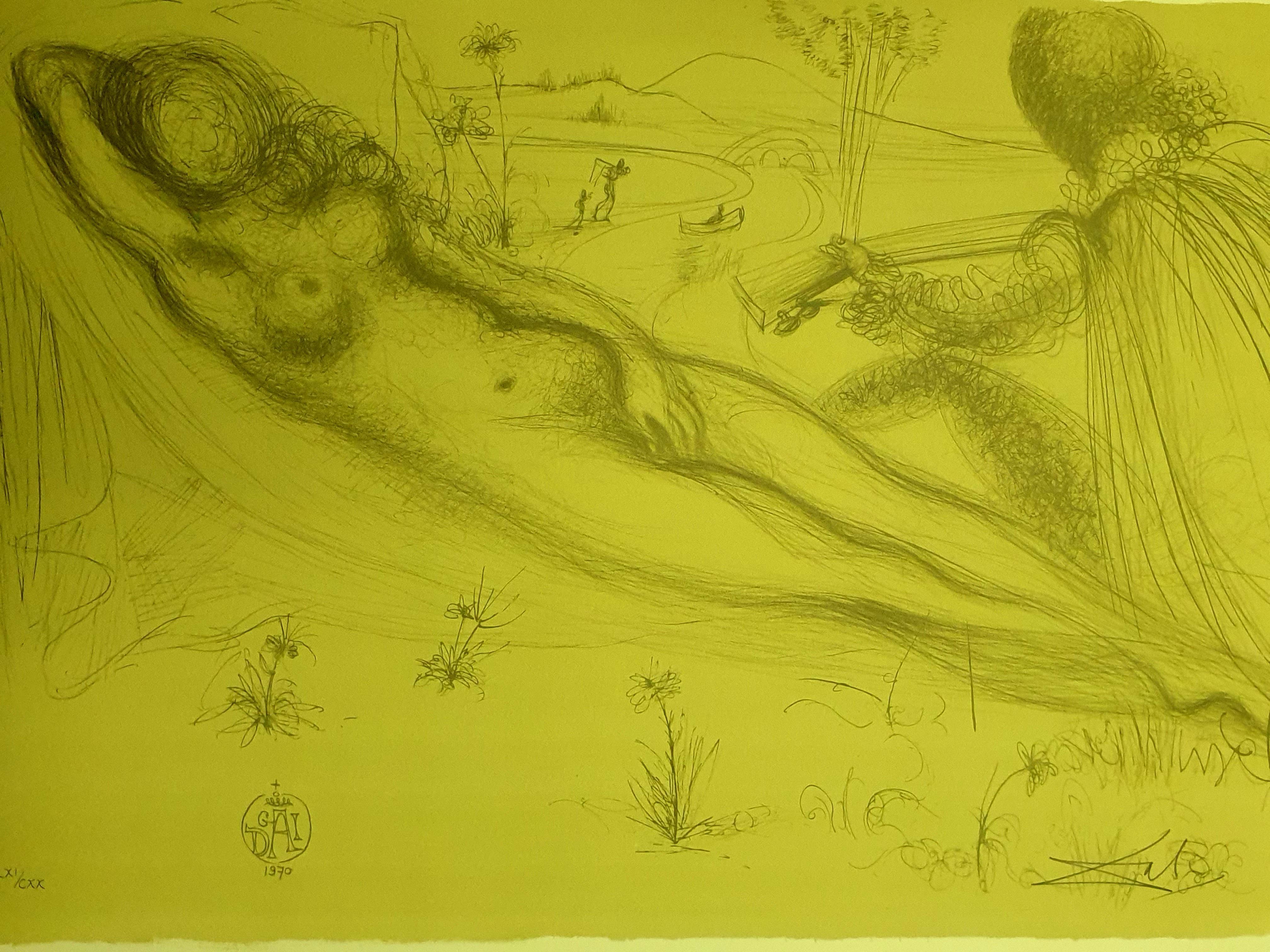 Salvador Dalí Nude Print - Salvador Dali - Serenade - Lithograph