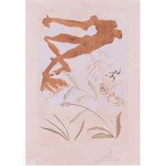 Salvador Dali, signed and numbered drypoint etching 'The oak and the reed', 1974