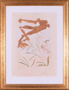 Salvador Dalí, aguafuerte en punta seca firmado y numerado "El roble y la caña", 1974