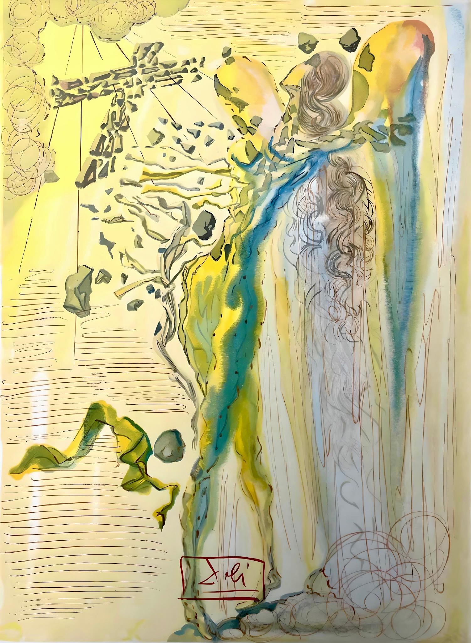 Artist: Salvador Dali (1904-1989)
Suite: Göttliche Komödie (The Divine Comedy)
Year: 1974
Medium: Wood engraving in colors on BFK Rives wove paper tipped to Arches paper mounts
Inscription: Signed in block, and unnumbered, as issued
Edition: 1,000