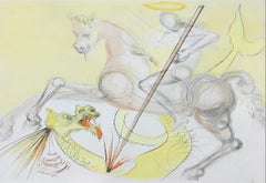 Salvador Dalí -St Georges et le dragon - Drypoint etching with stencil on Arches
