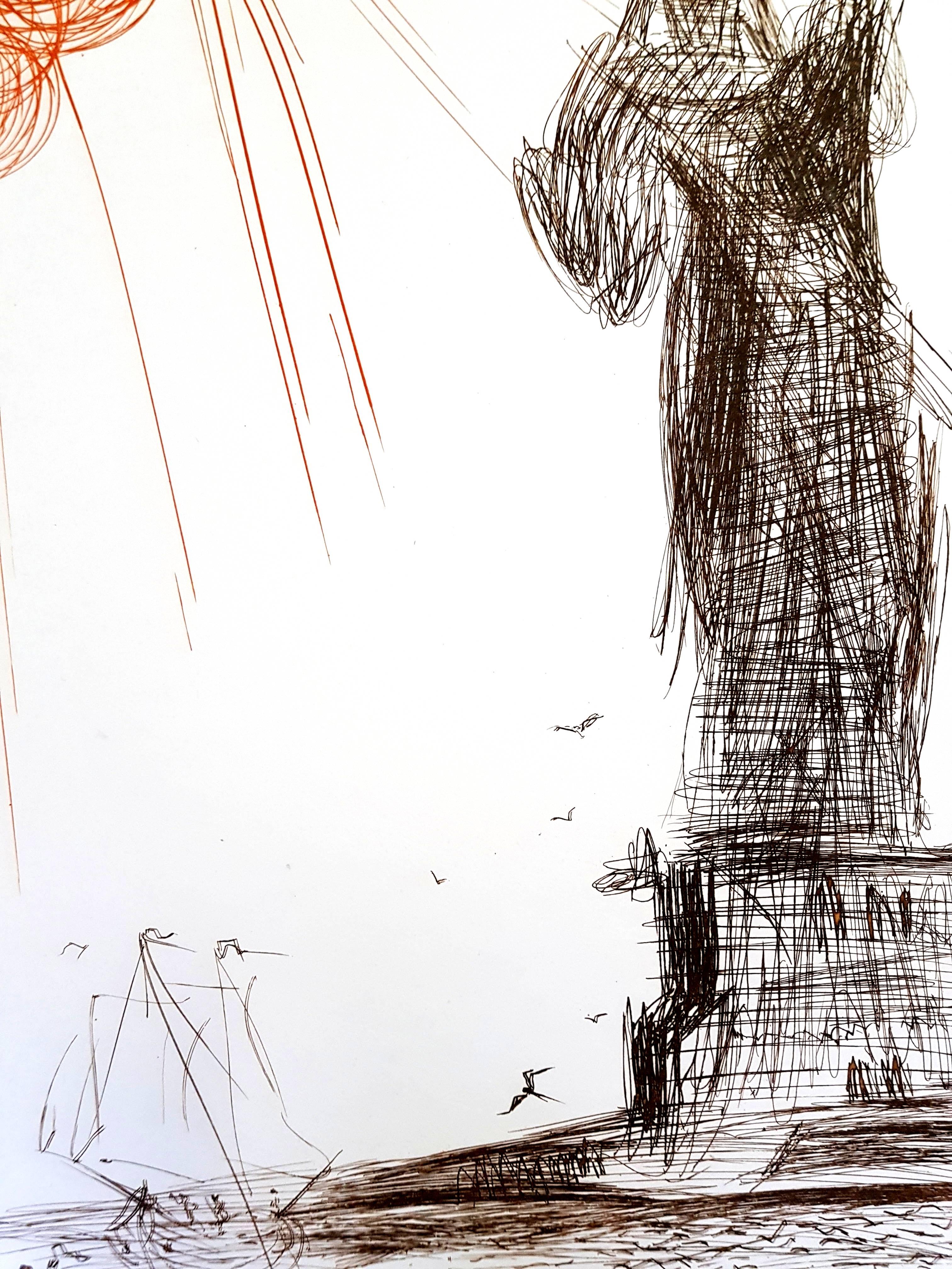 Salvador Dalí - Estatua de la Libertad - Grabado original firmado a mano en venta 5