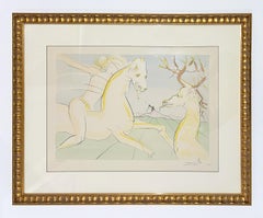 Salvador Dali Surrealist Etching, Signed, 1974, Le Cavalier et le Cerf
