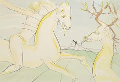 Salvador Dali Surrealist Etching, Signed, 1974, Le Cavalier et le Cerf