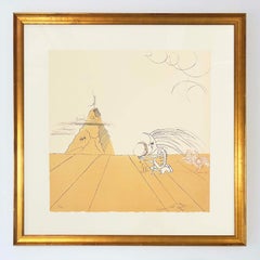 Salvador Dali Surrealist Etching, Signed, 1980, from Neuf Paysages Portfolio