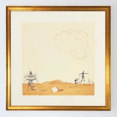 Salvador Dali Surrealist Etching, Signed, 1980, from Neuf Paysages Portfolio