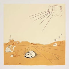 Salvador Dali Surrealist Etching, Signed, 1980, from Neuf Paysages Portfolio