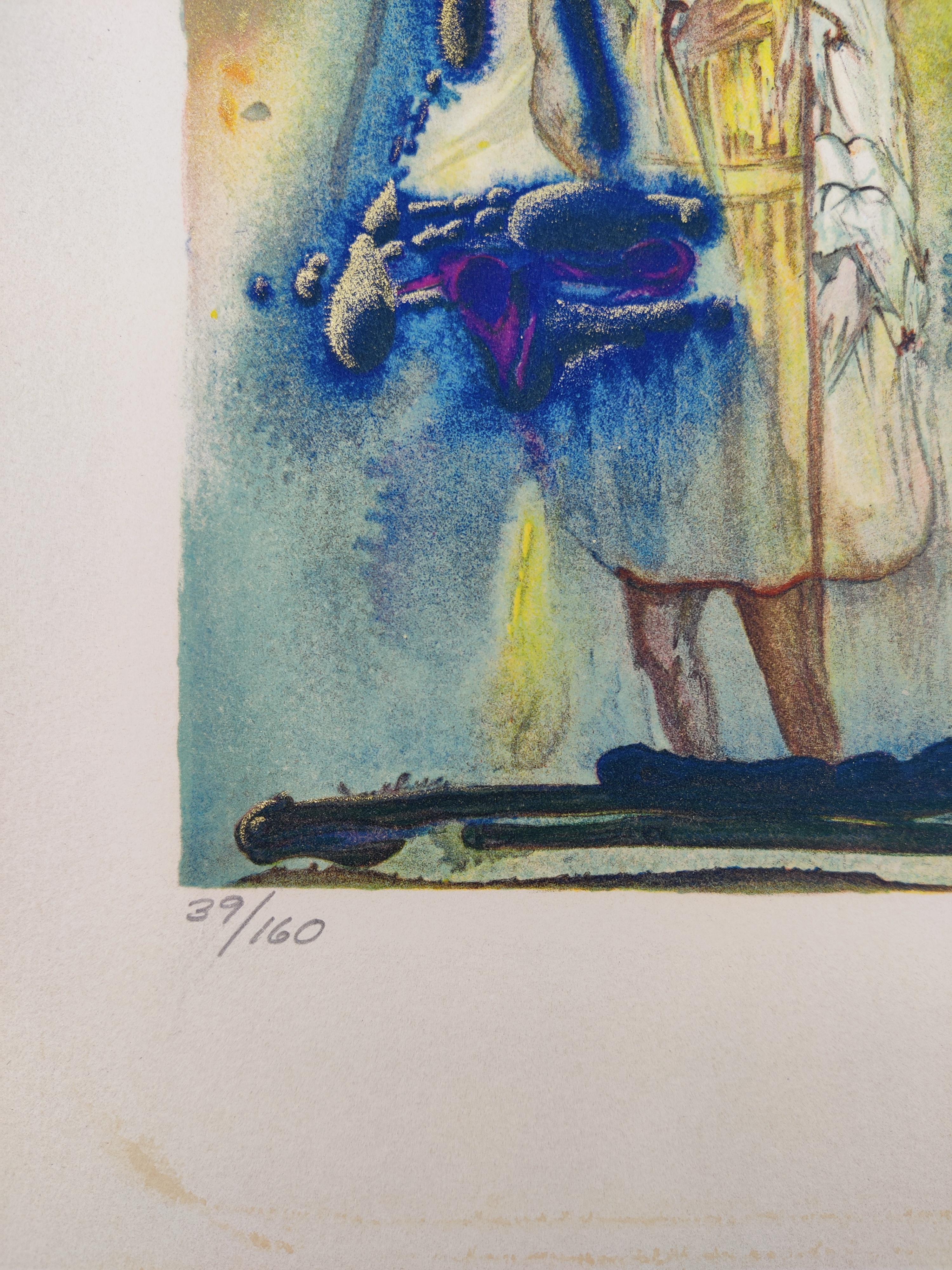 Salvador Dali
Le choix de Tancrède  extrait de Marquis de Sade Suite, 1969
Lithographie 
Publié par Shorewood Publishers New York
Édition  39/160
Signé en bas à droite
Taille de l'image : 52,5 X 42,5 cm
Taille de la feuille : 65 x 50 cm
Non