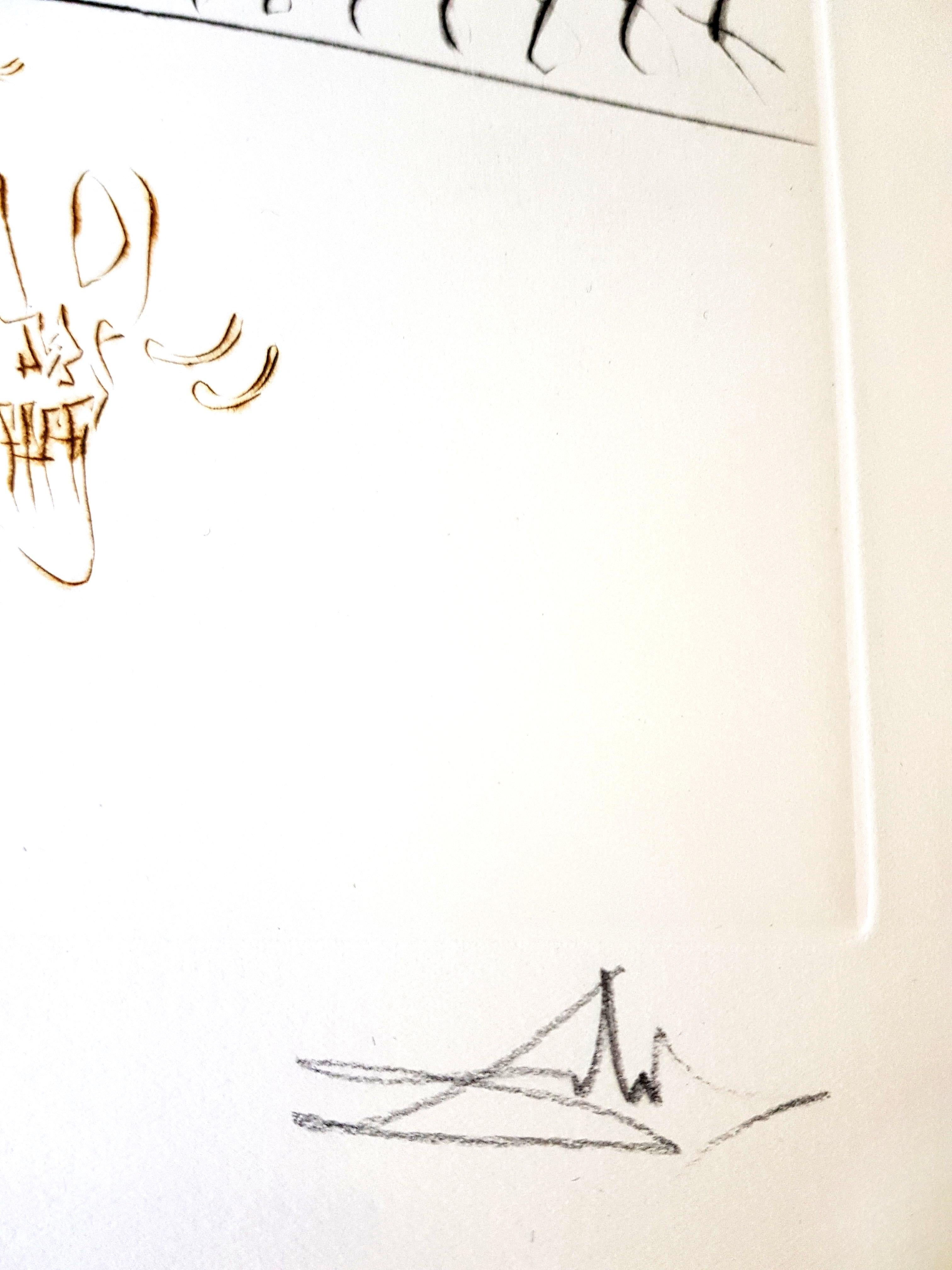 Salvador Dali - Gravure originale signée à la main
De La Quête du Graal
Dimensions : 45 x 33 cm
Signé à la main
Edition : 38/100 
De la rare suite supplémentaire de 100, en plus de l'édition de 249
Catalogue raisonné : Michler-Löpsinger 778-779,