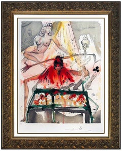 Salvador Dali The Cards Fortell Carmens Death Hand Signed Color Lithograph Art