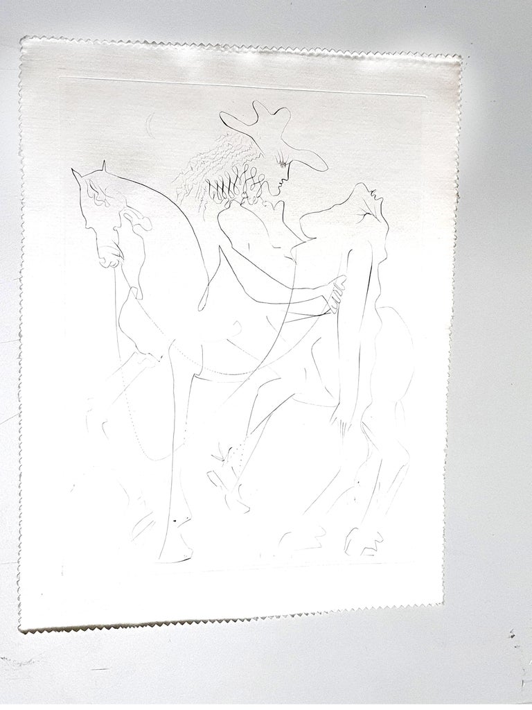 Salvador Dali - The Kidnapping - Original Etching on Silk For Sale 1