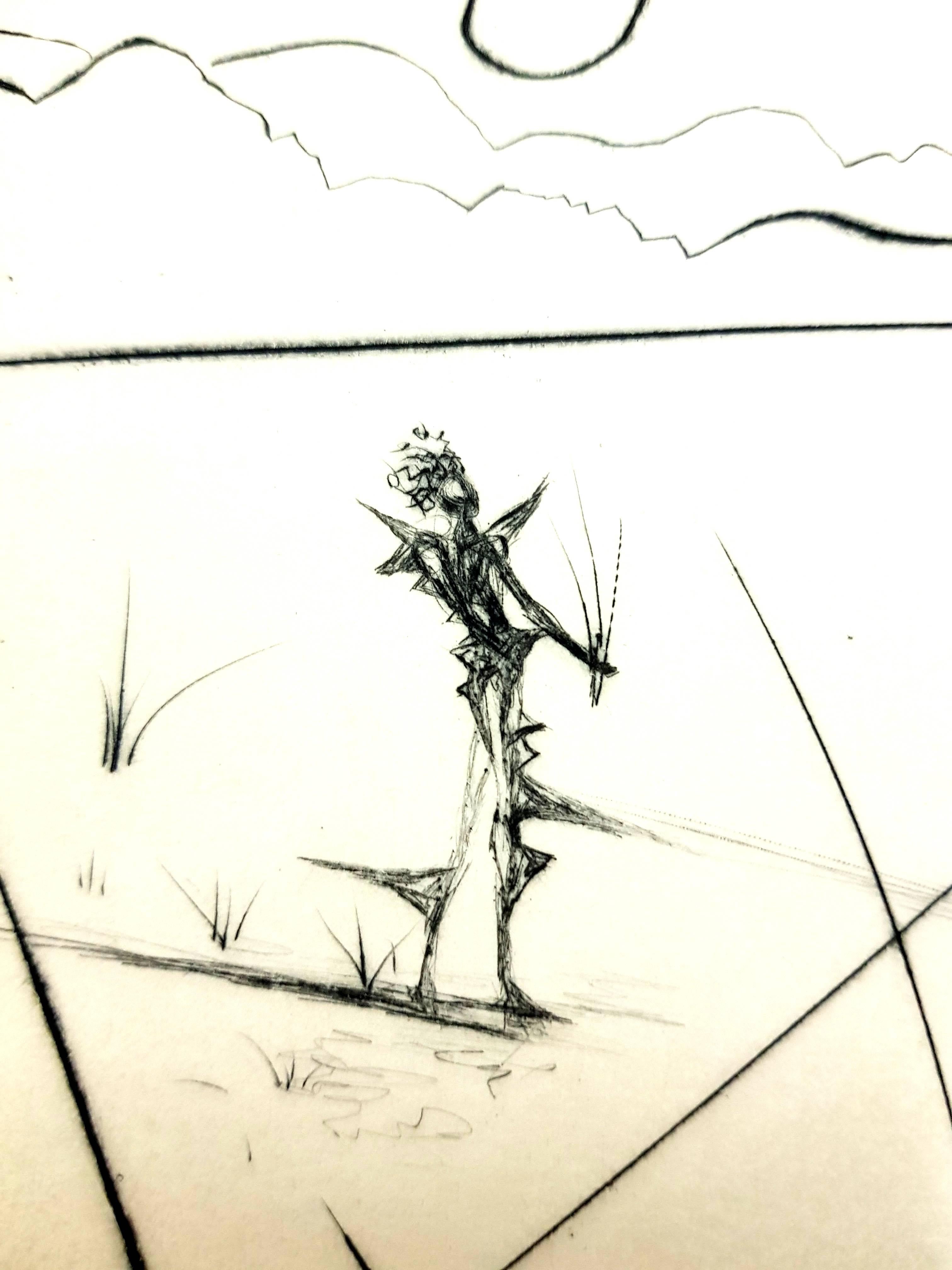 Salvador Dali – Die Lane der Birken – Original-Stempel-Signierte Radierung (Weiß), Figurative Print, von Salvador Dalí