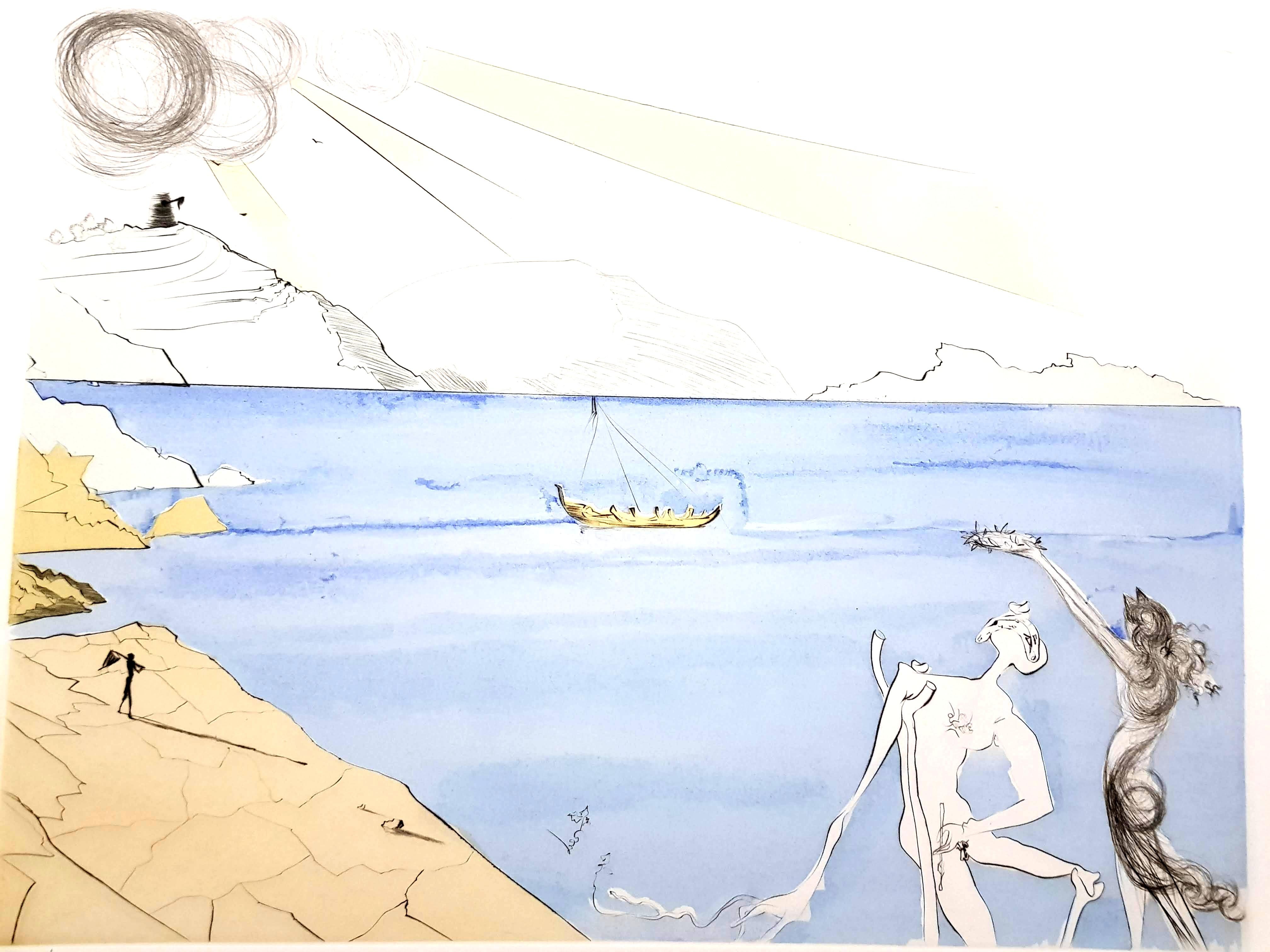 Salvador Dali - Les lauriers de la bonheur - Gravure originale signée - Print de Salvador Dalí