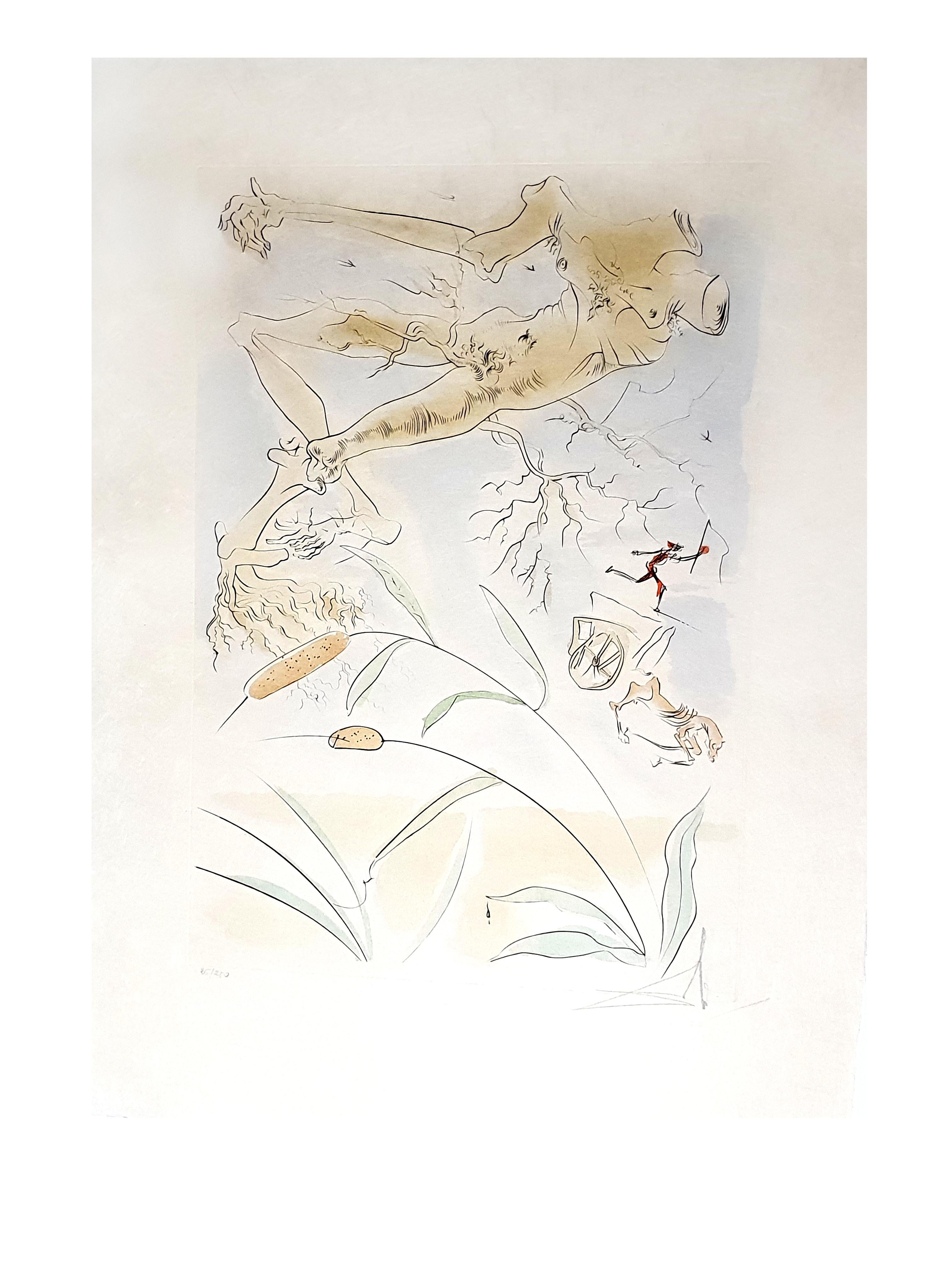 Salvador Dali - Le chêne et la roseau - Gravure signée - Beige Animal Print par Salvador Dalí