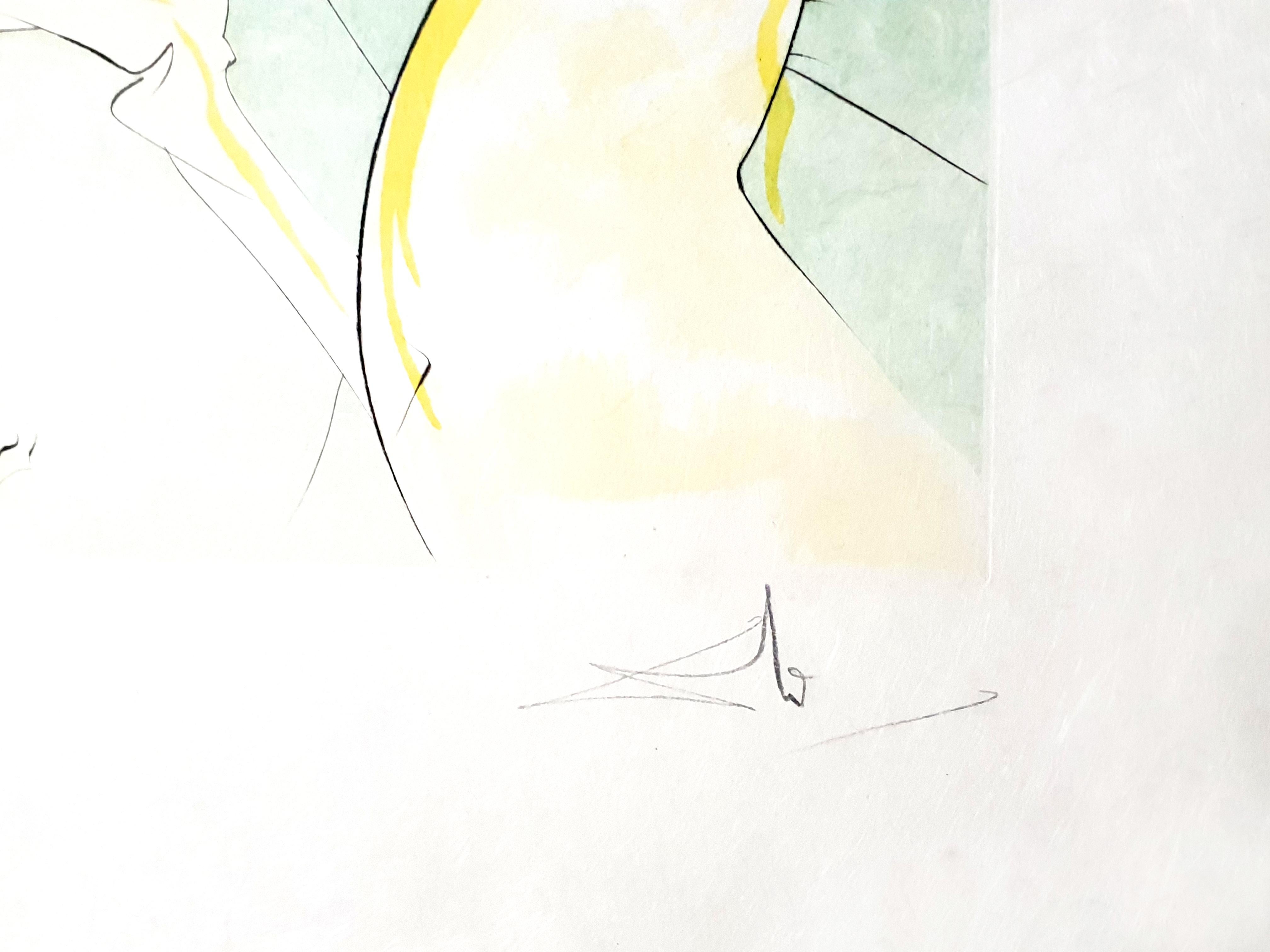Salvador Dalì - Il cavaliere e il cervo - Incisione autografa - Print di Salvador Dalí