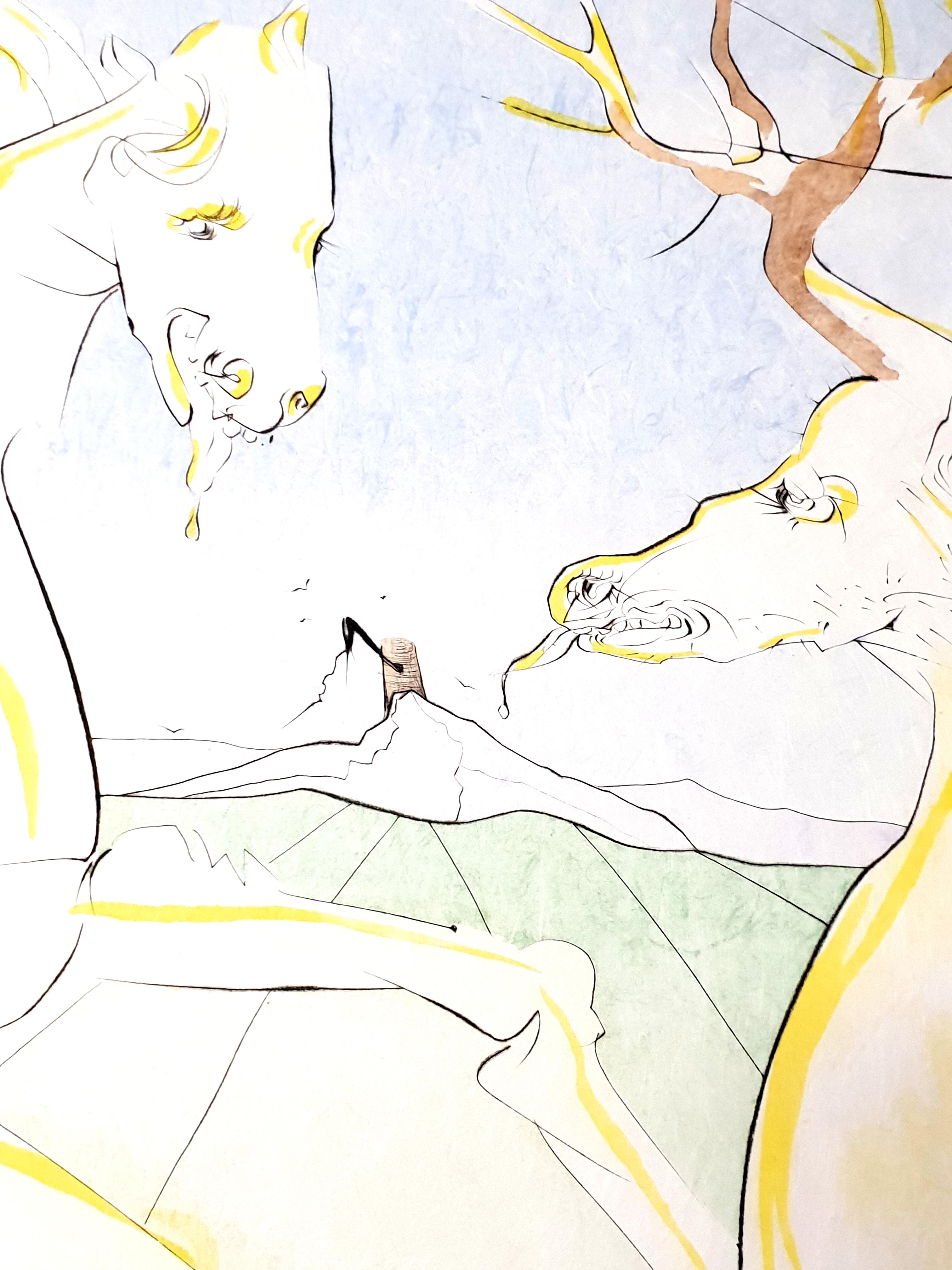 Salvador Dali - Le cavalier et le cerf - gravure signée à la main en vente 1