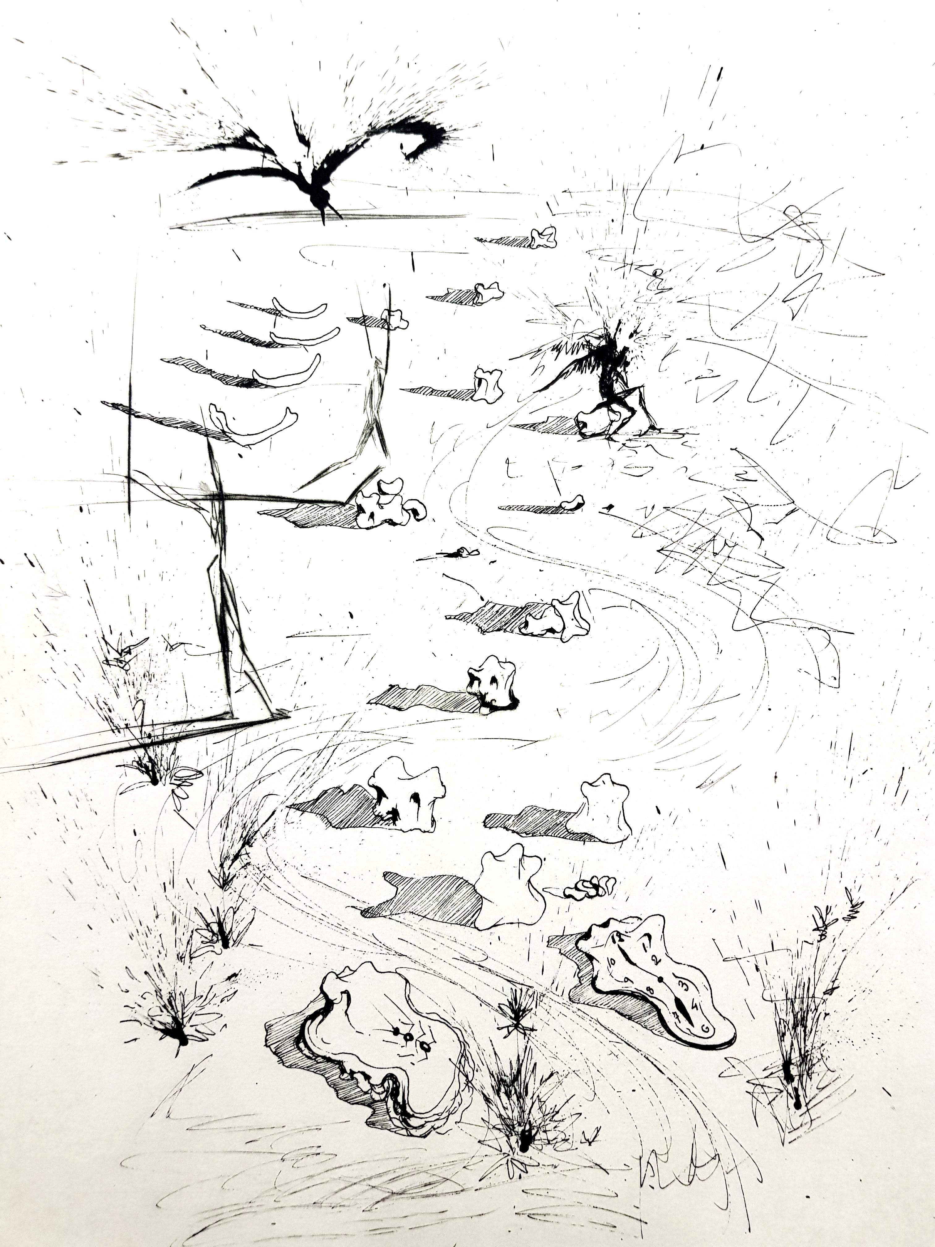 Salvador Dali – Die Trenches – Original-Radierung – Print von Salvador Dalí