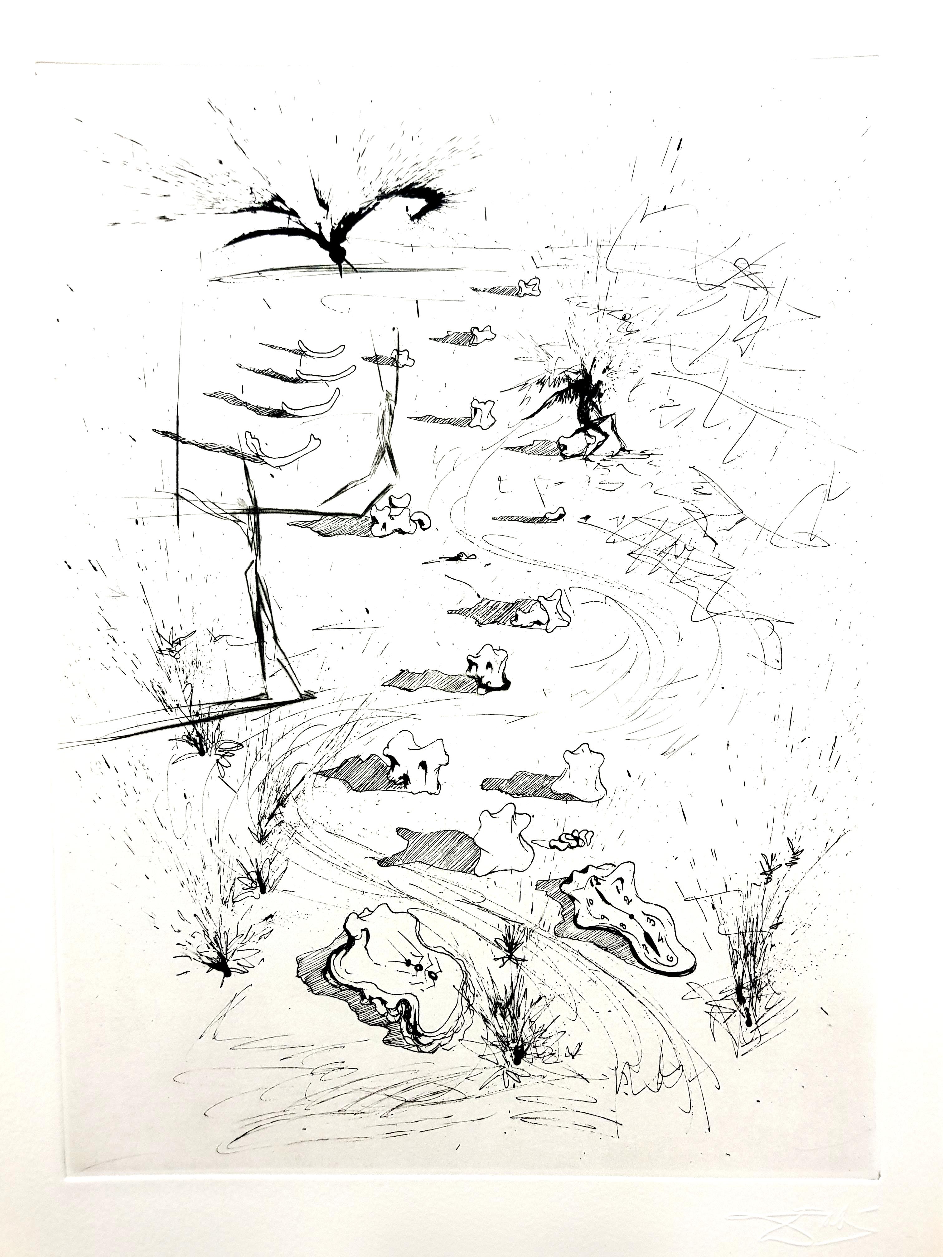 Salvador Dalí Figurative Print - Salvador Dali - The Trenches - Original Etching
