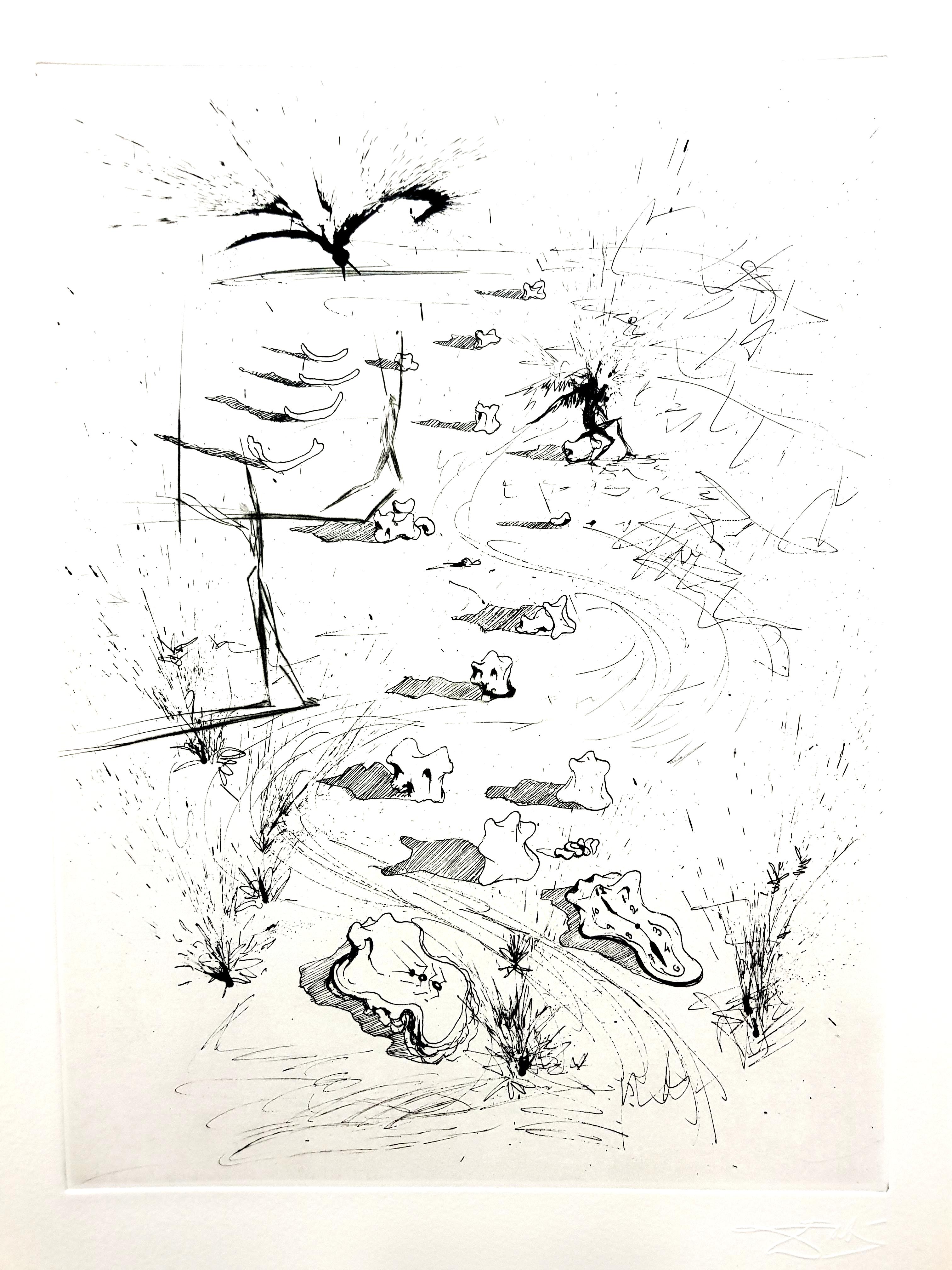 Figurative Print di Salvador Dalí - Salvador Dalì - Le trincee - Acquaforte originale