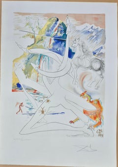 Salvador Dalí­ -- The unicorn laser disintegrates the horns of cosmic rhinoceros