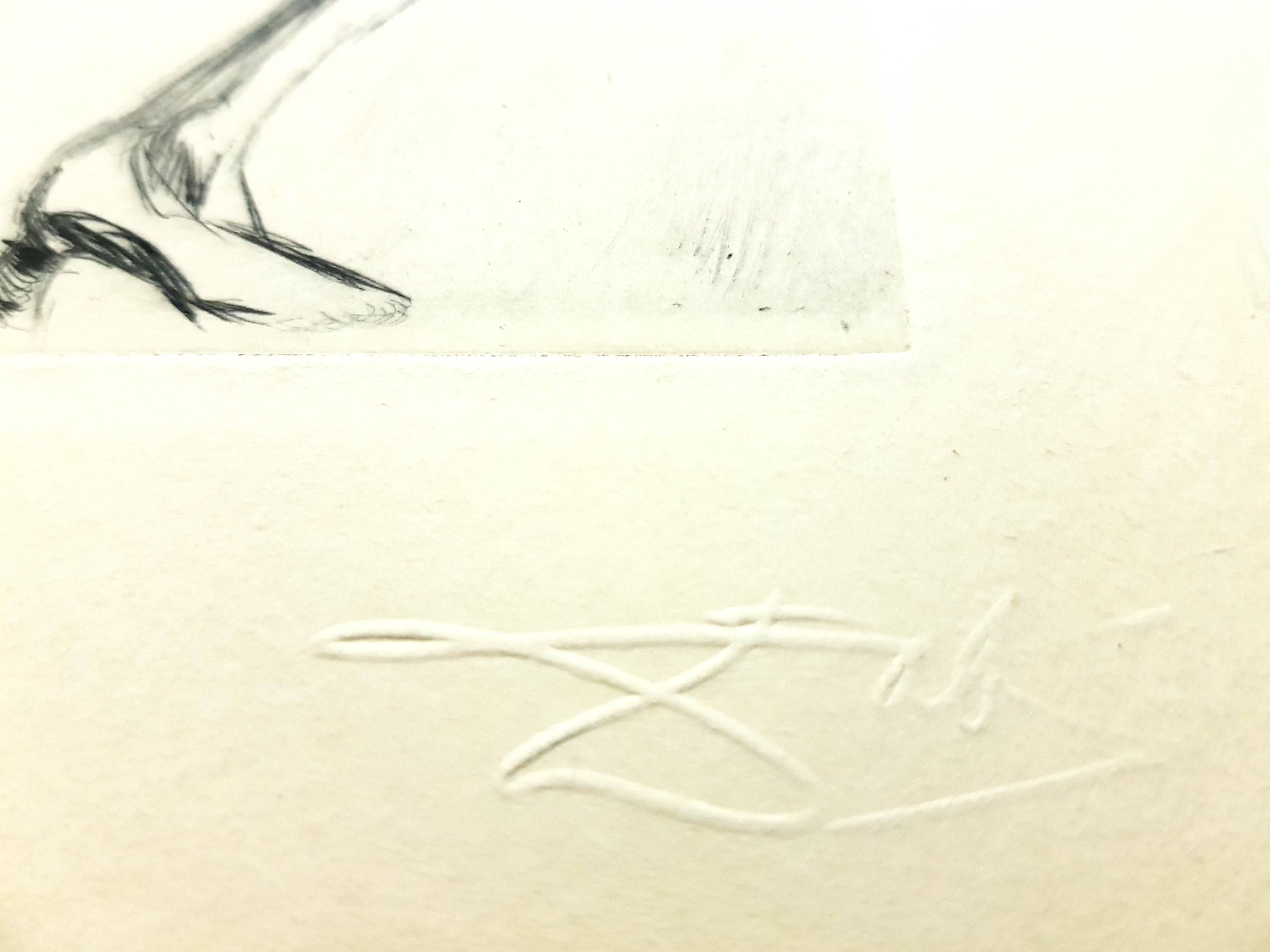 Salvador Dali - Le Démon ailé - Gravure originale signée par un timbre-poste
Timbre signé par Dali
Edition de 294 exemplaires. 
Papier : Vélin d'Arches. 
Dimensions : 16x12