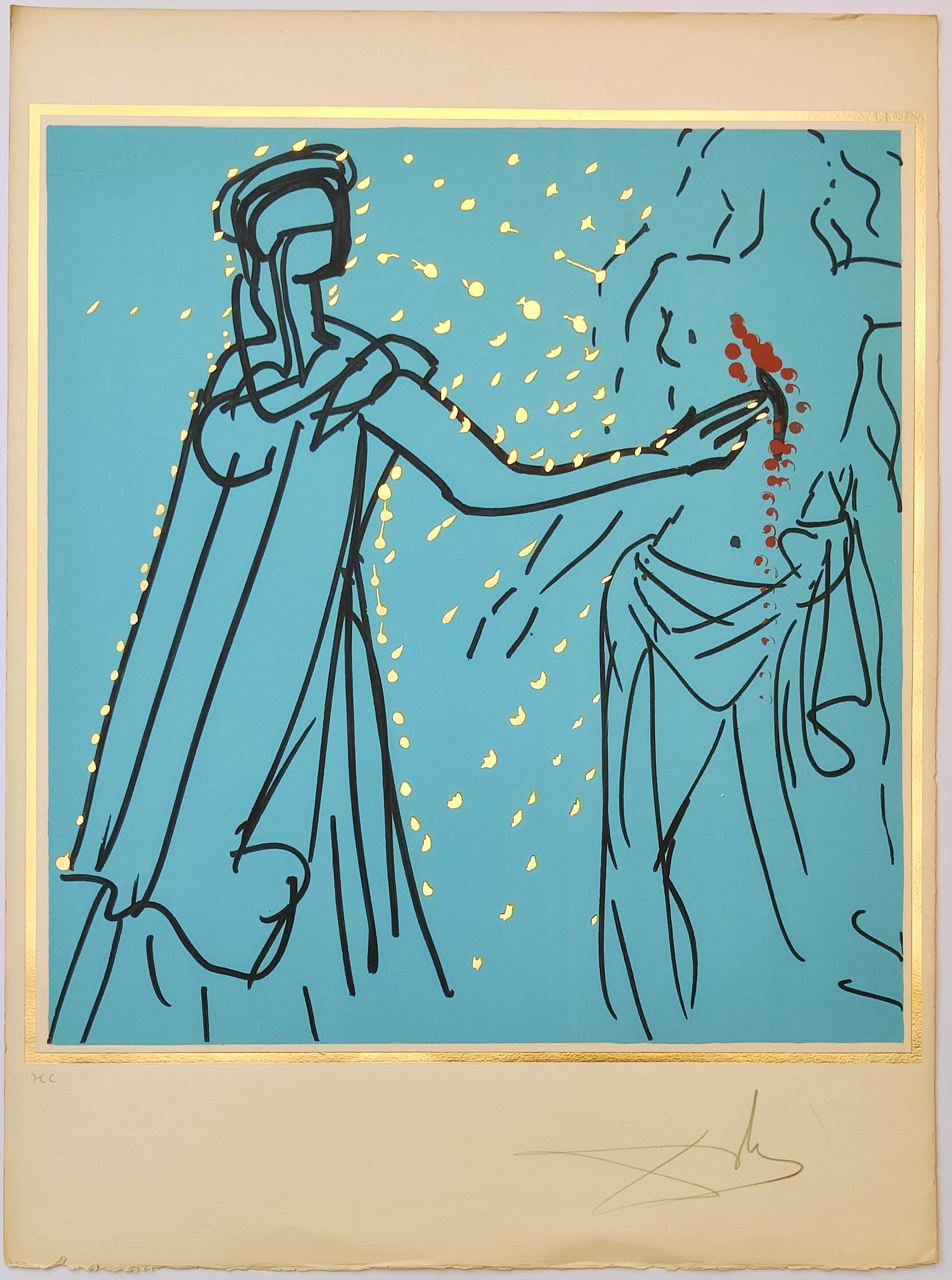 Salvador Dali
Thomas (Lancelot guérissant Sir Urre) d'après Les Douze Apôtres, 1977
Lithographies en couleurs avec gaufrage sur papier Arches
Signé à la main en bas à droite
Edition EA en bas à gauche
Taille de la feuille 64,5 x 47,5 cm
Publié par