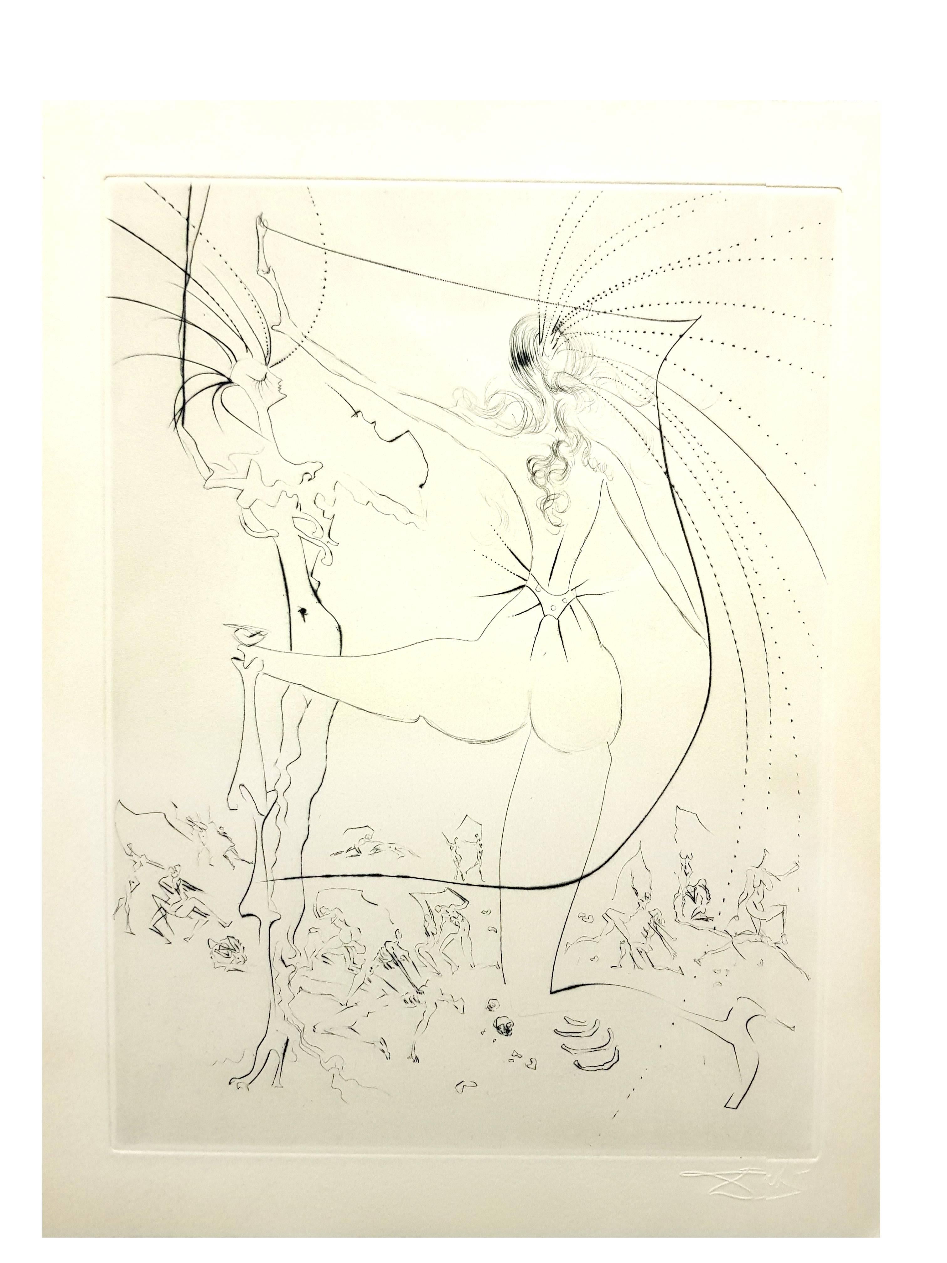 Salvador Dali - Pichets saillants - Gravure originale signée par le tampon en vente 5