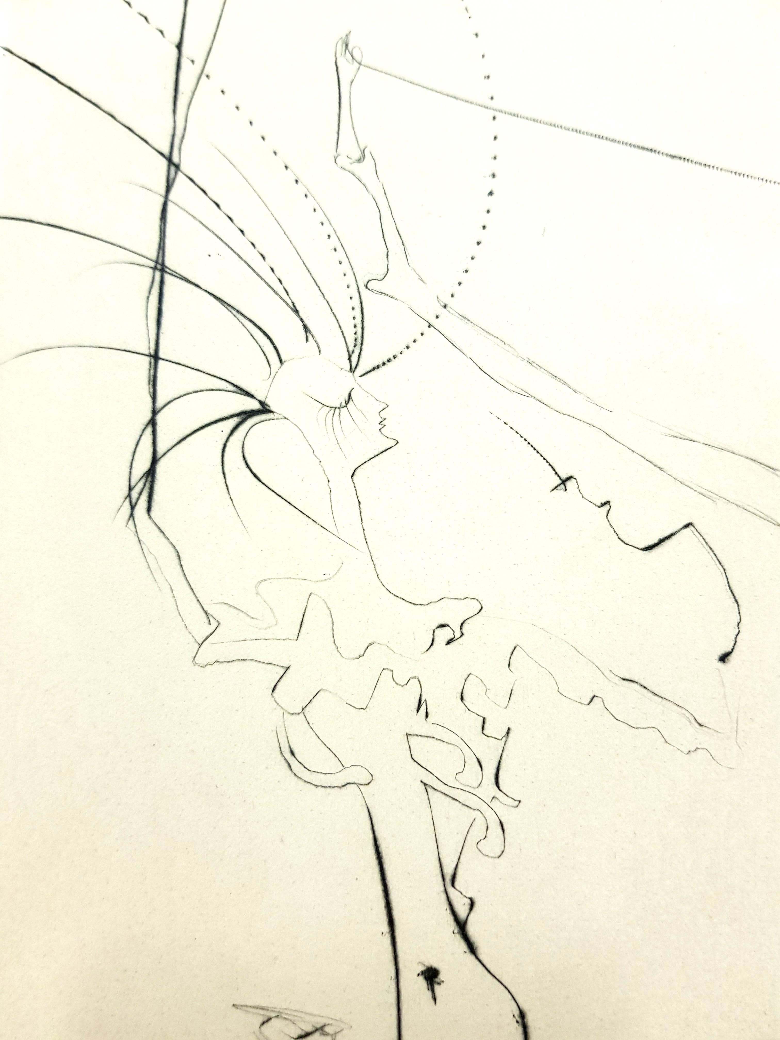 Salvador Dali – Spiky Buttocks – Original-Stempel-Signierte Radierung (Weiß), Still-Life Print, von Salvador Dalí