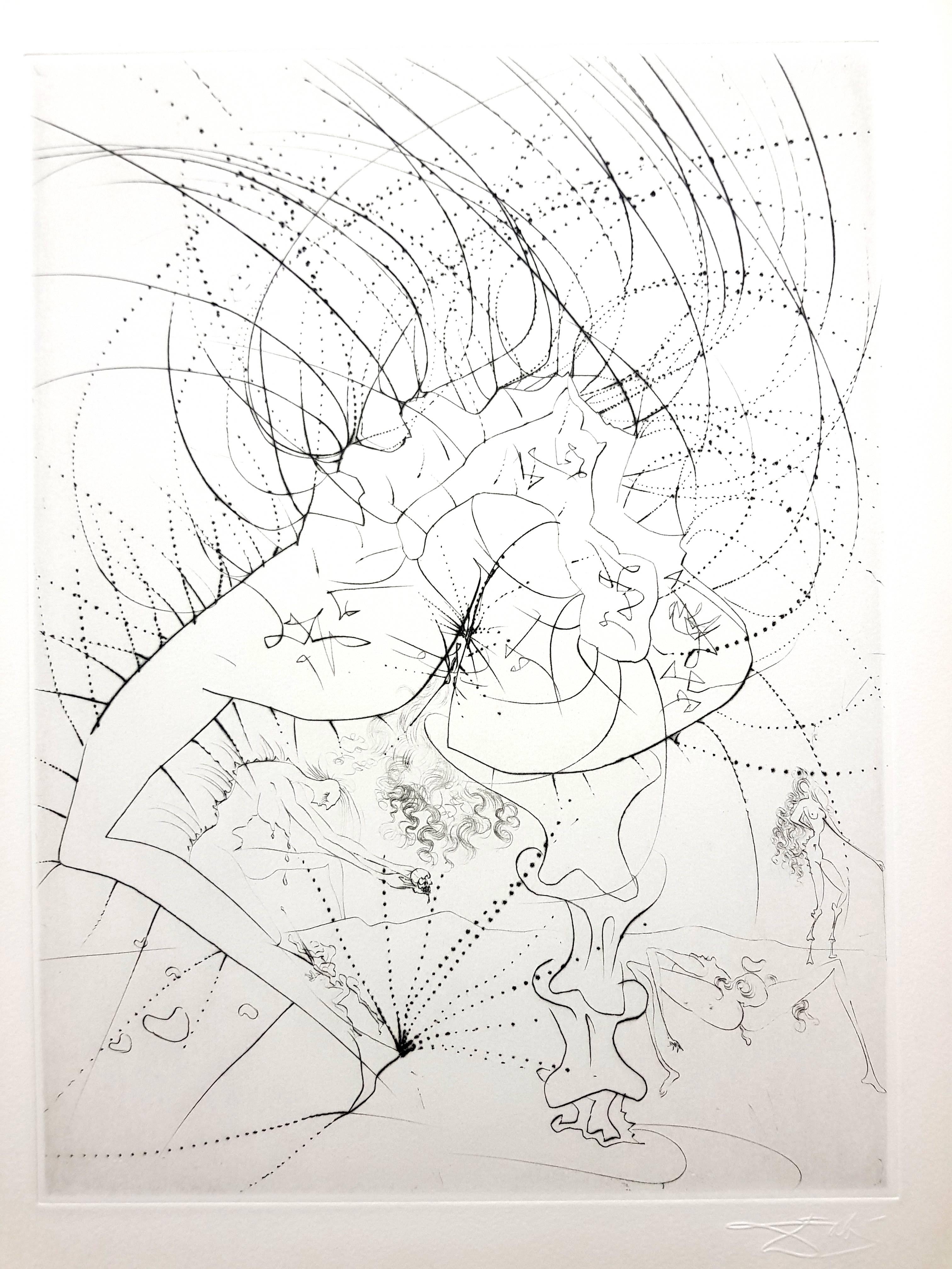 Salvador Dali - Lady Leaf - Gravure originale signée par le tampon en vente 2