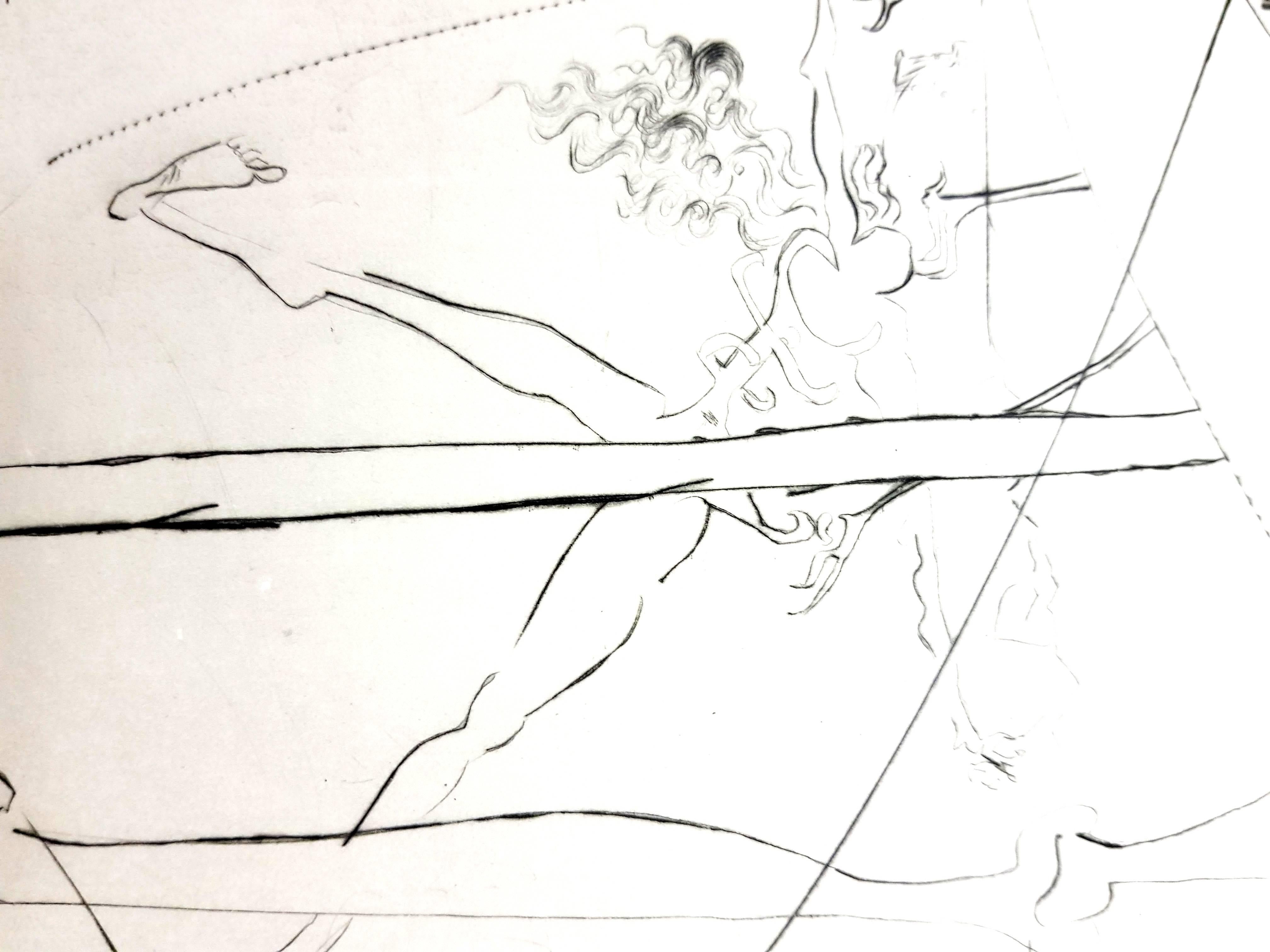Salvador Dali - Mujer con muleta - Grabado original firmado con sello en venta 2