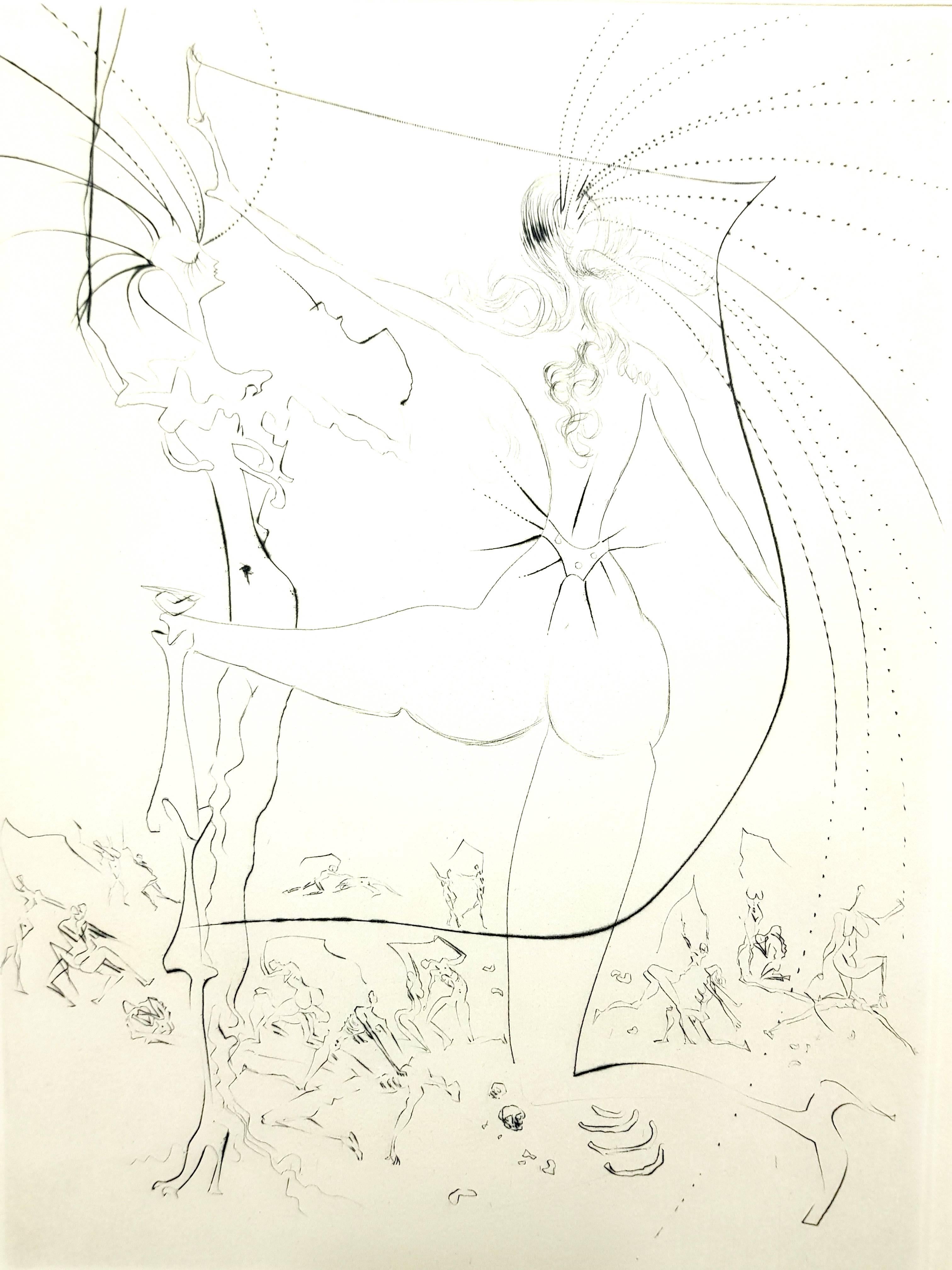 Salvador Dalí - Nalgas puntiagudas - Grabado original firmado con sello
Sello firmado por Dalí
Edición de 294 ejemplares. 
Papel : vitela Arches. 
Dimensiones : 16x12". 
Catálogo razonado : Campo 68-6 (p. 40-41). 