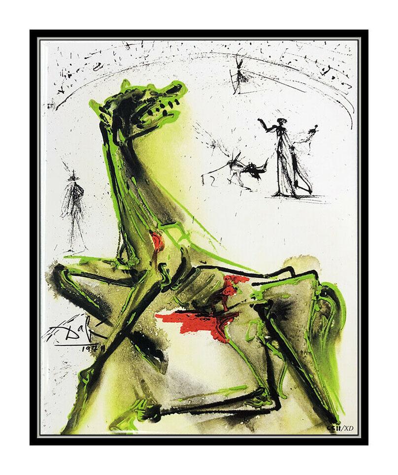 Salvador Dali Victim Of Festivities Glazed Ceramic Tile Signed Bullfight Artwork - Print by Salvador Dalí