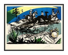 Salvador Dali Warriors Dream Original Color Lithograph Hand Signed Framed Art