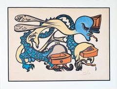 Salvador Dalì(1904-1989)-Idra a tre teste (Three-headed Hydra)- color lithograph