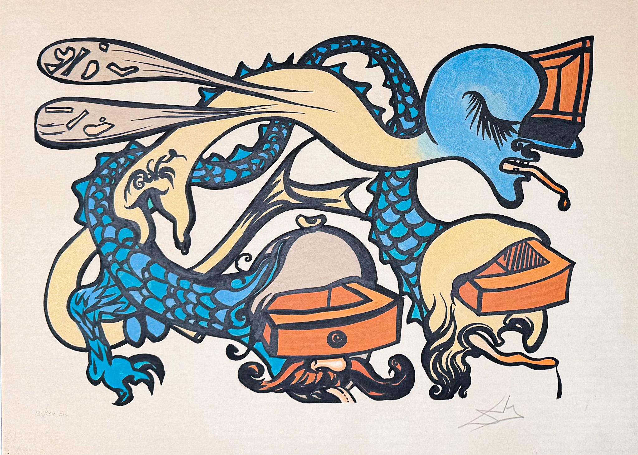 Coloured lithograph on Arches paper.
Limited edition, numbered as 103/250 Eu.
Signed in pencil by artist.

Paper size: 65 x 48 cm
Framed size: 74.5 x 87.5 cm
very good condition

Bibliography: Dalì – Catalogue Raisonnè of Print II and Lithographs