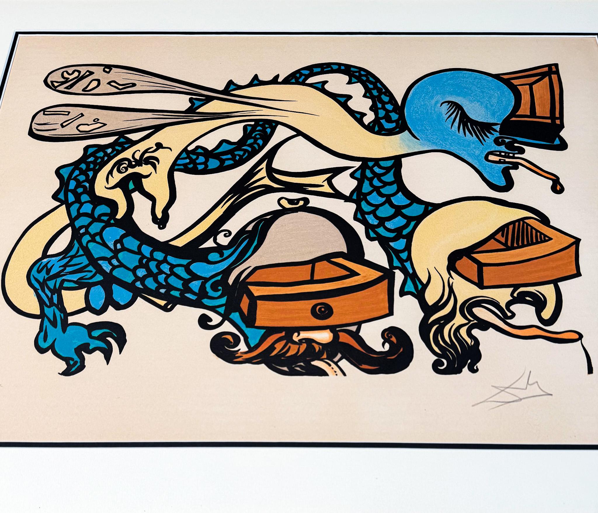 Salvador Dalì(1904-1989)-Idra a tre teste (Three-headed Hydra)- color lithograph For Sale 1