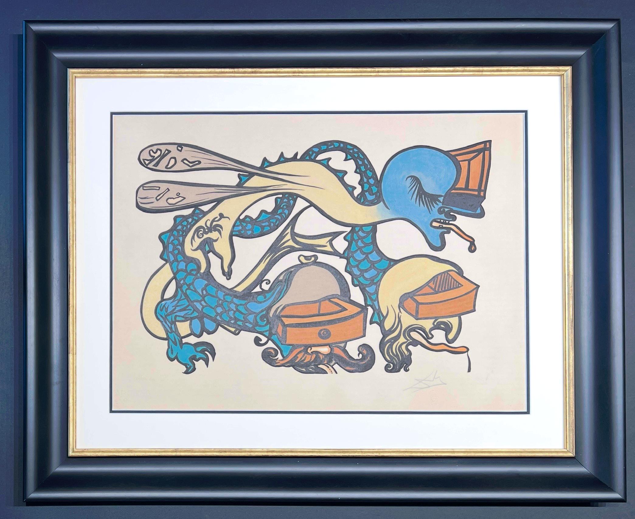 Salvador Dalì(1904-1989)-Idra a tre teste (Three-headed Hydra)- color lithograph - Print by Salvador Dalí