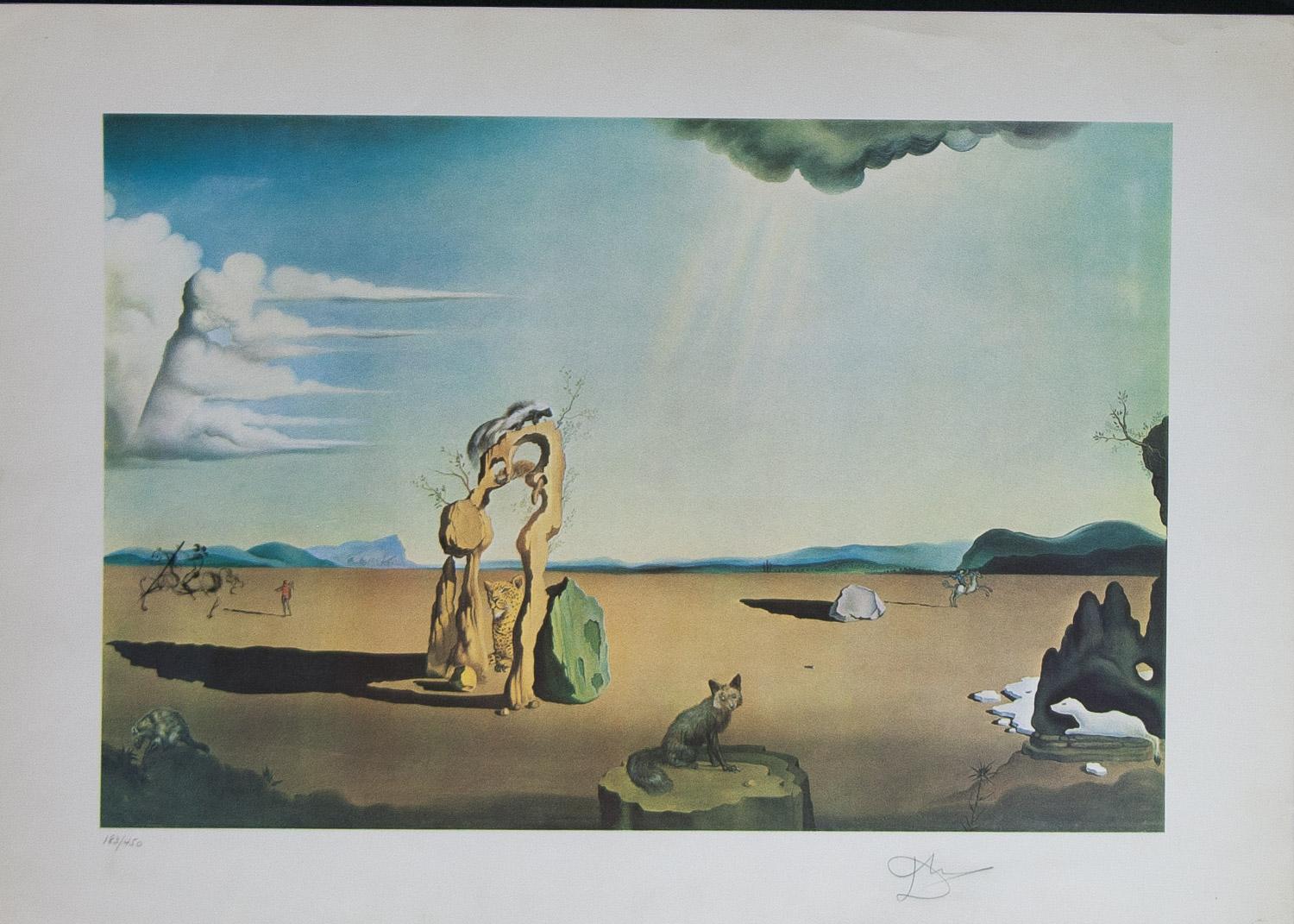 Salvador Dalí Animal Print - Savage Beasts in the Desert / Little Animal Kingdom color lithograph by Salvador