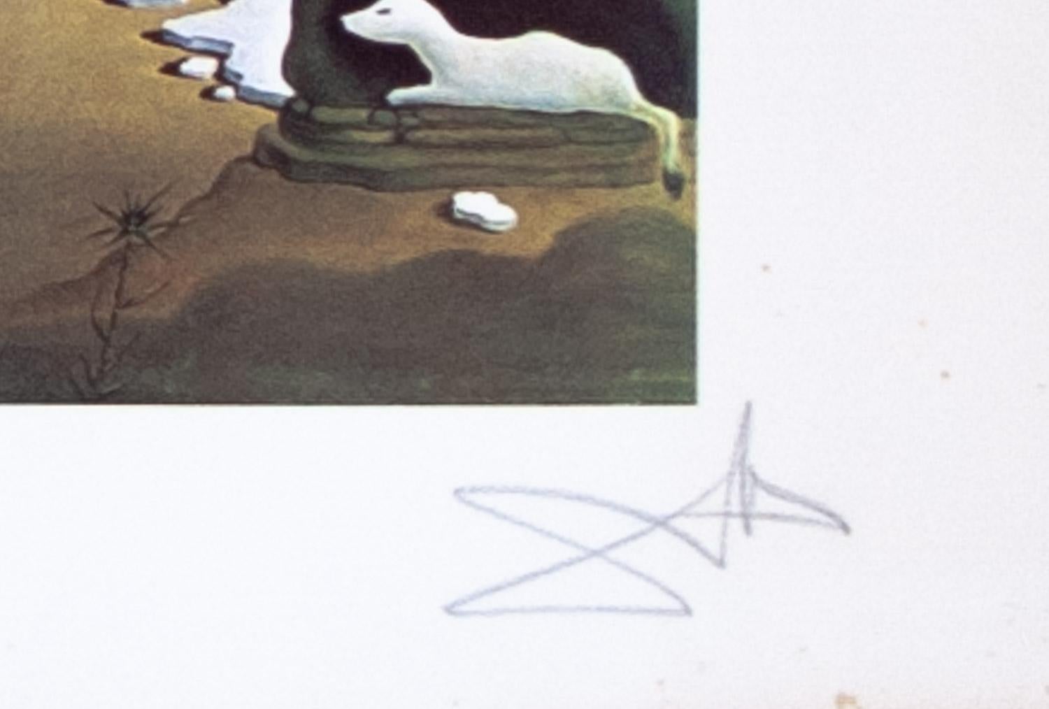        Savage Beasts in the Desert  or Little Animal Kingdom ( Les Betes Sauvages sans Le Desert ) is an original signed lithograph (+ original etched remarque)  by Salvador Dali . Limited edition 112/200  published by Levine & Levine, 1976 and