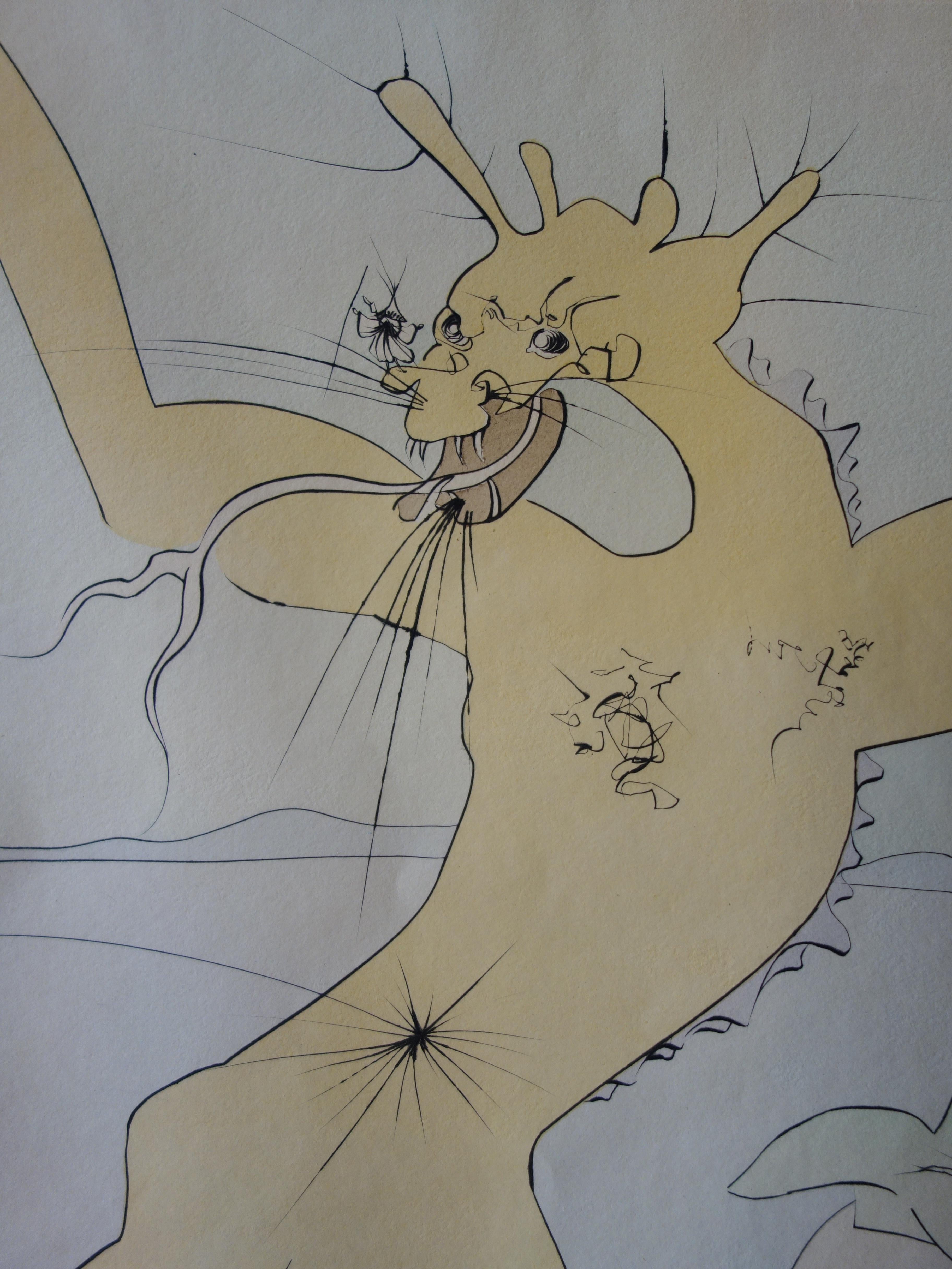 Shunboshi : Kleines ein Zoll - Original handsignierte Radierung / 75ex (Grau), Figurative Print, von Salvador Dalí