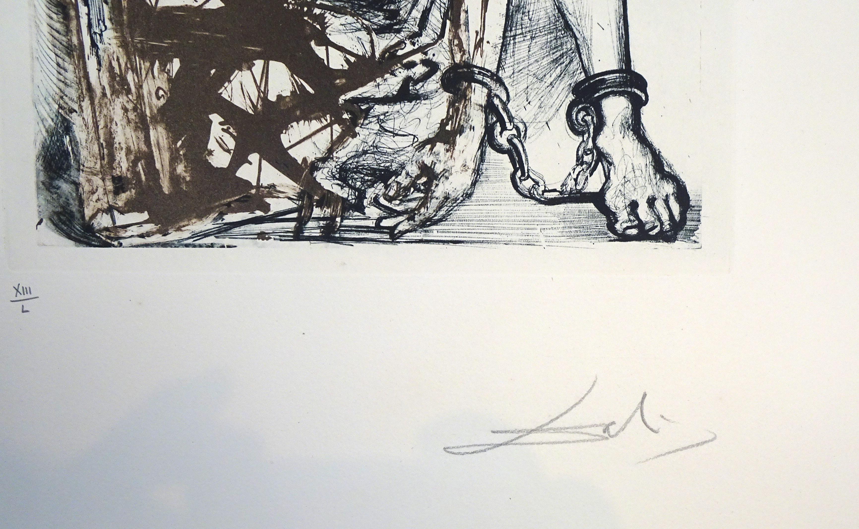 Sigismund in Kessel - Salvador Dali - Aquatinta - Surrealist (Grau), Landscape Print, von Salvador Dalí