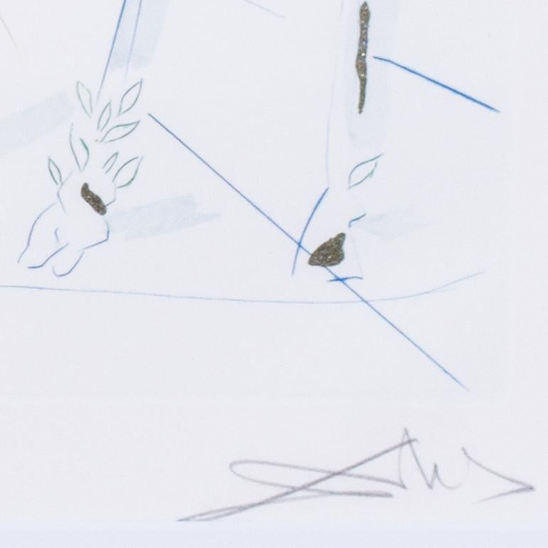 Acquaforte firmata e numerata di Salvador Dalì con polvere d'oro su carta arancione - Print di Salvador Dalí