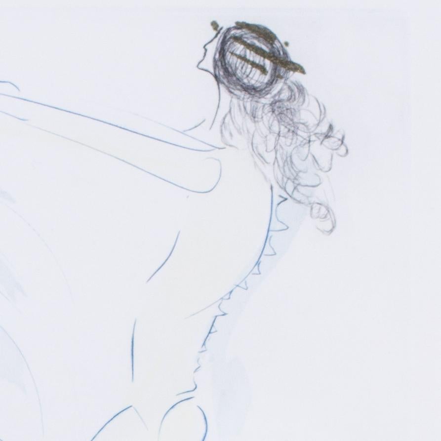 Acquaforte firmata e numerata di Salvador Dalì con polvere d'oro su carta arancione - Animal Print Grigio di Salvador Dalí