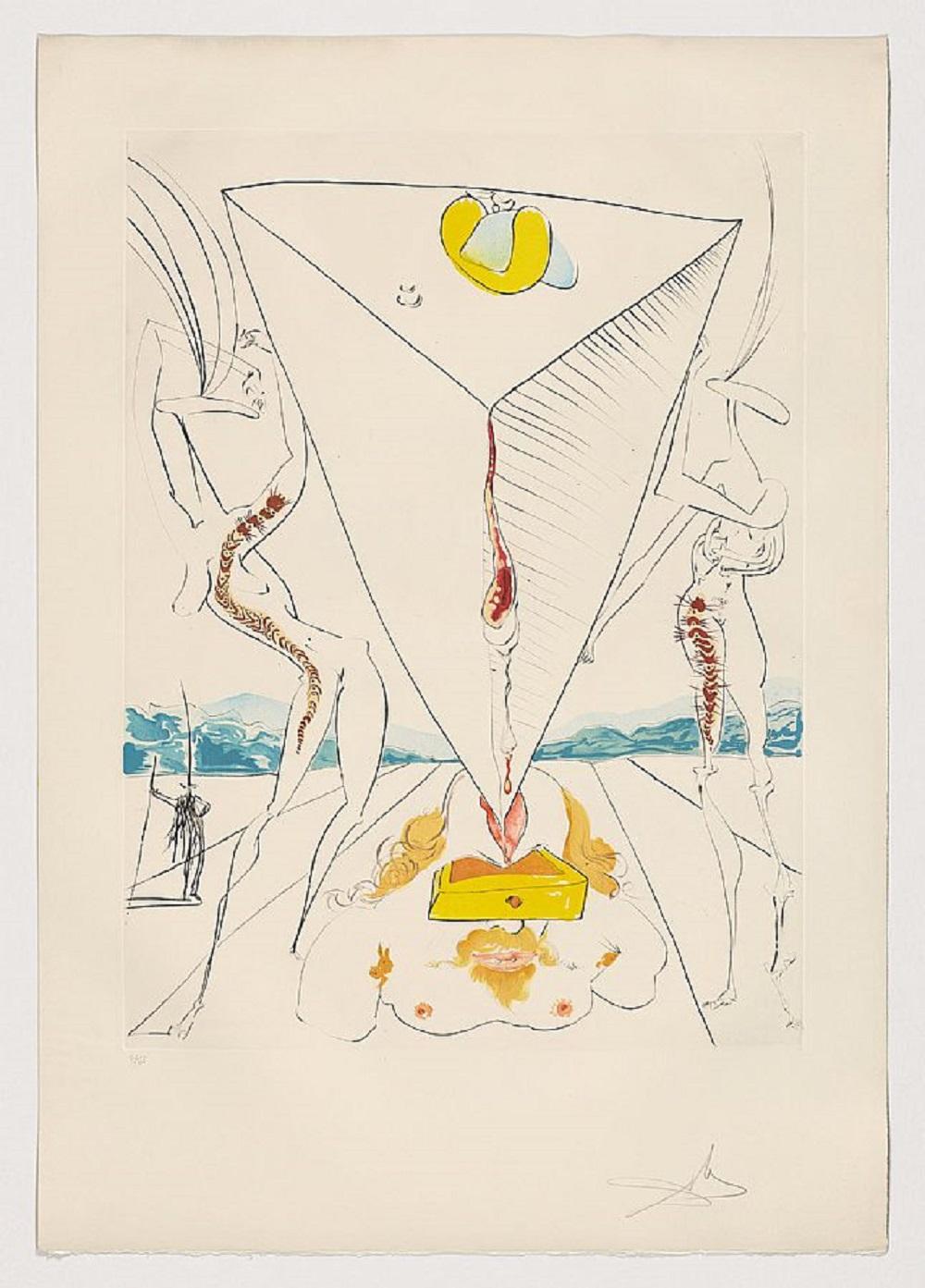 Salvador Dalí Animal Print - Spanish Artist hand signed limited edition original art print cromolithograph n2