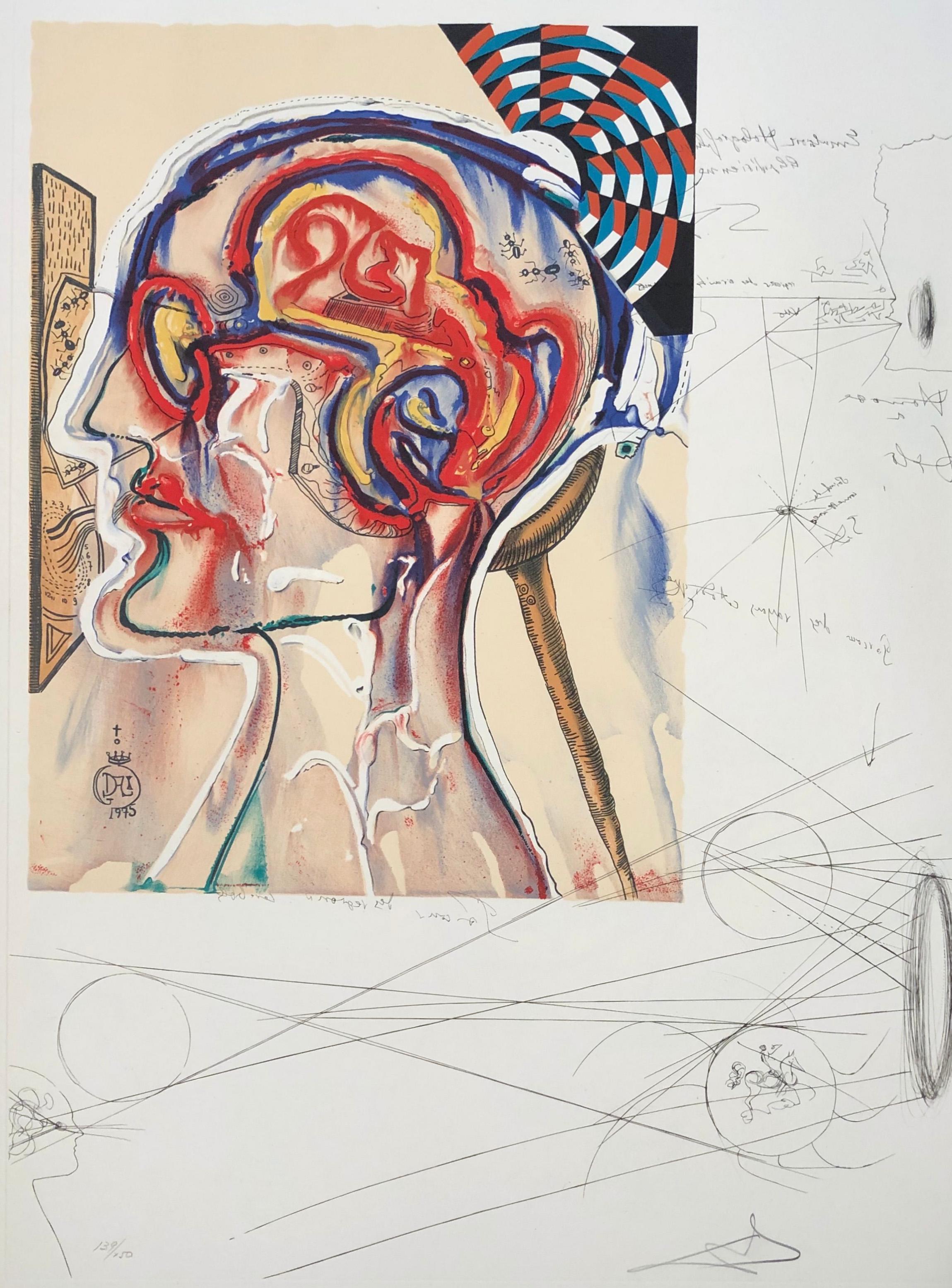 Salvador Dalí Figurative Print - Spectacles with Holograms and Computers For Seeing Imagined