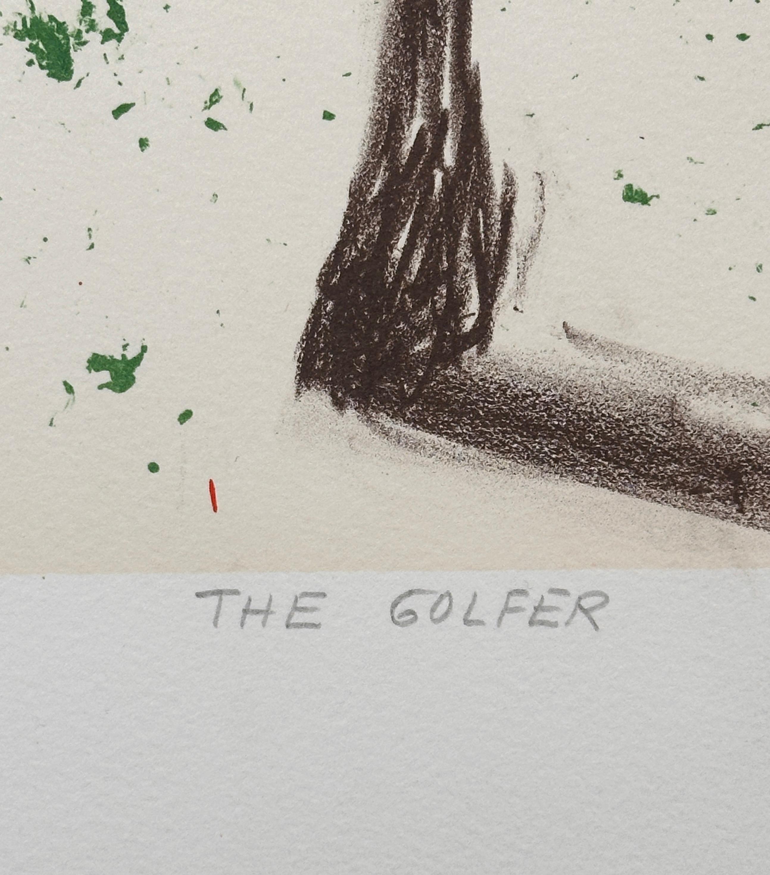 Sports The Golfer - Gray Figurative Print by Salvador Dalí